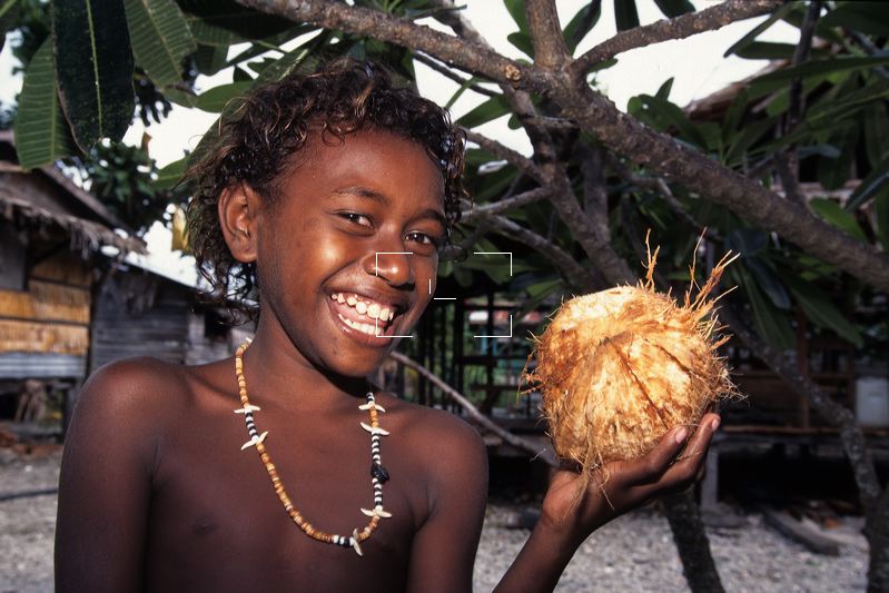 Solomon Islands Girl with Coconut, Busu Village, Langa Langa Lagoon, Solomo...